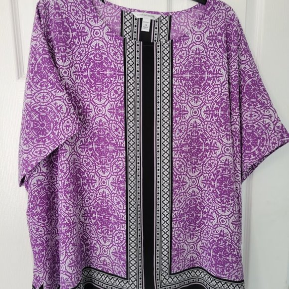 Croft & Barrow patterned S/S tunic top 1X - Picture 1 of 6